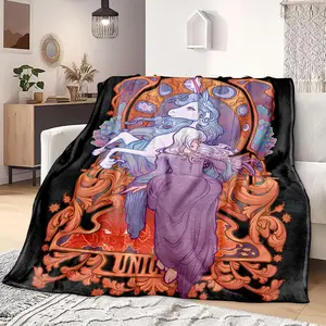 Unicorn Pattern Tapestry Blanket, Soft Warm Throw Blanket, Air-conditioned Room Blanket, Warm Nap Blanket for Home Decor, Ideal Gift Choice