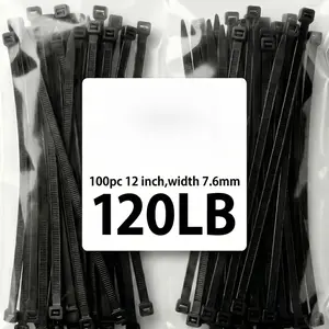 Zip Ties 12 inch ,Heavy Duty Cable Ties with 120 Pounds Tensile Strength,Black Zip Ties,100 Pack, Wire Ties for Indoor and Outdoor Use.