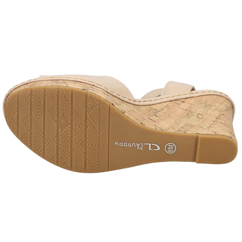 CL by Laundry Womens Beaming Platform  Casual Sandals Casual High Heel 3" & Up - Beige
