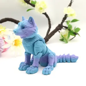3D Printed Wolf Figurine Articulating Animal Figurines Decorative Animal Design Statue with Realistic Eyes, Perfect Gift for Halloween Christmas Any Occasion Home Decoration Animal Decorations
