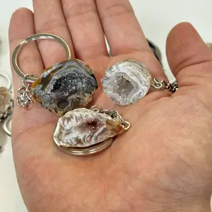 Agate Crystal Keychain Geode, Protective Keychain, Backpack Accessory