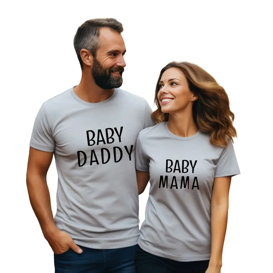 Unisex Baby Mama & Baby Daddy Coordinated Outfits - Matching Shirts - Couples Gift - Funny Valentines
