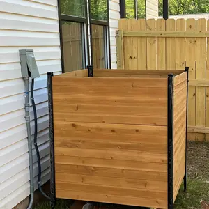 VEVOR Wood Privacy Fence, Summervibes,Summervibes, 38" W x 42" L, 2 Panel Solid Air Conditioner Fence Screen, Pool Equipment Enclosure with Metal Stakes, Easy DIY Installation, Outdoor Trash Can Hider for Garden Decoration