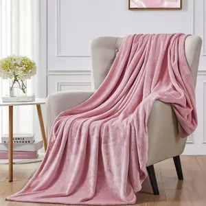 Soft Pink Cozy Blanket, Plush Fleece Throw for Women Girls and Kids, Cute Room Decor for Bed Couch Sofa Dorm, Warm Lightweight Blanket for Movie Night, Reading, Napping and Gift for Her