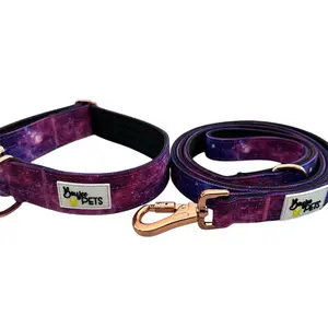 Boujee Pets Tactical Lux Dog Collar + Leash Set - Nylon+Neoprene Heavy Duty, Adjustable Size, Quick Release Hardware, Hand Wash Only
