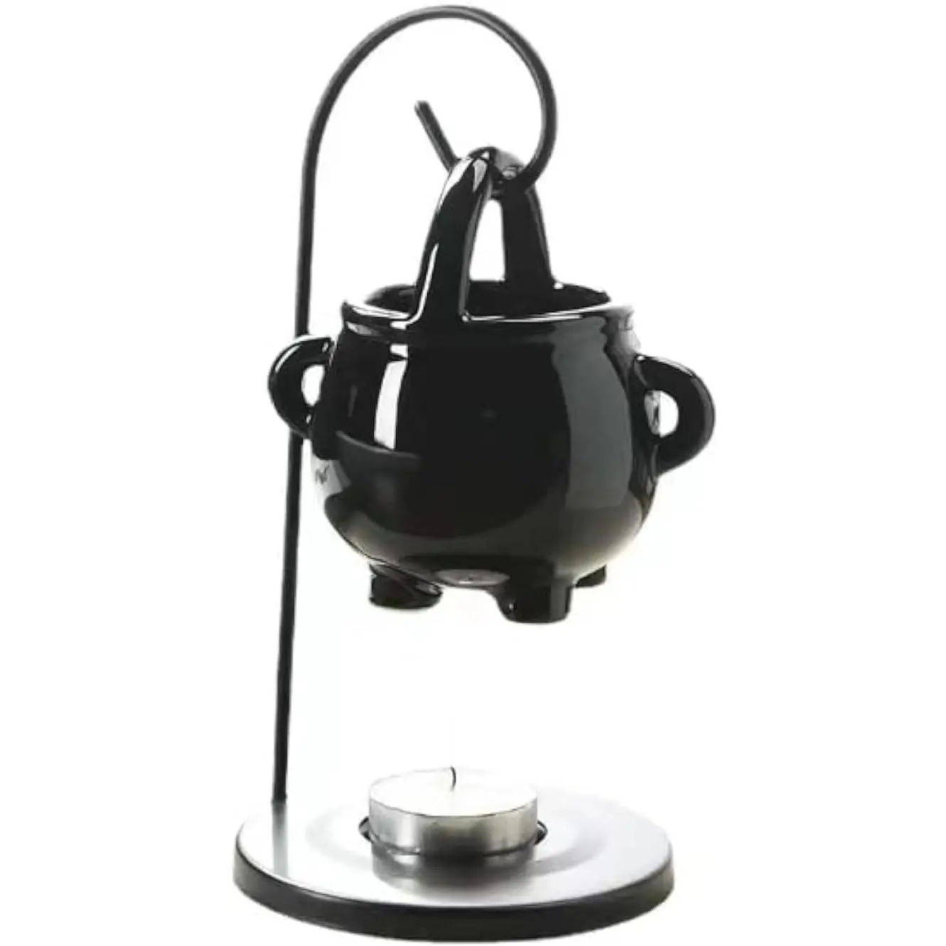 Hanging Pagan Cauldron Oil Burner, Black Wax Warmer Aroma Diffuser, with Handle, for Essential  Wax Melts, Enchanting Witches'  Decor Element.
