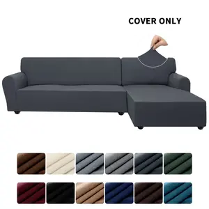 PureFit Stretch Sectional Couch Covers - 2 pcs Spandex Non-Slip Cover for L-Shaped Sectional Sofas Soft and Comfortable for Kids & Pets Machine Washable, Living Room
