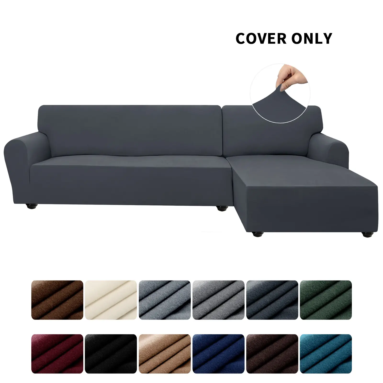 PureFit Stretch Sectional Couch Covers - 2 pcs Spandex Non-Slip Cover for L-Shaped Sectional Sofas Soft and Comfortable for Kids & Pets Machine Washab