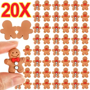 10/20Pcs Christmas Gingerbread Man Resin Flatback Cabochon Figurine Scrapbook Xmas Decoration Ornaments DIY Jewelry Accessories