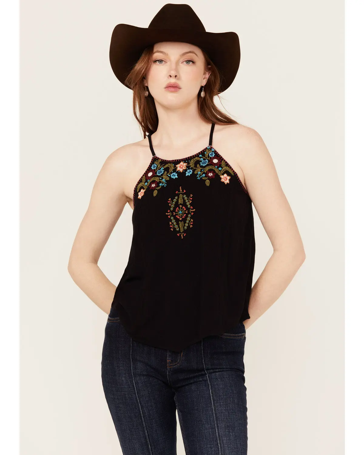Surrey Embroidered And Beaded Halter Top