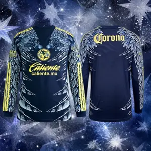 25 26 Club America Away Blue Long Sleeve Soccer Jersey Fans Version Breathable