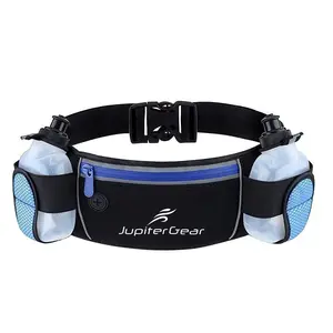 JupiterGear Running Hydration Belt Waist Bag with Water-Resistant Zipper Pockets & 2 Water Bottles for Running Hiking Cycling Climbing and for 6.1 Inch Smartphones