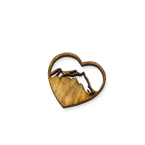 lovelevel | Wooden Magnet | MTN LOVE | Sustainable Ornament | Handmade Wooden Ref Magnet