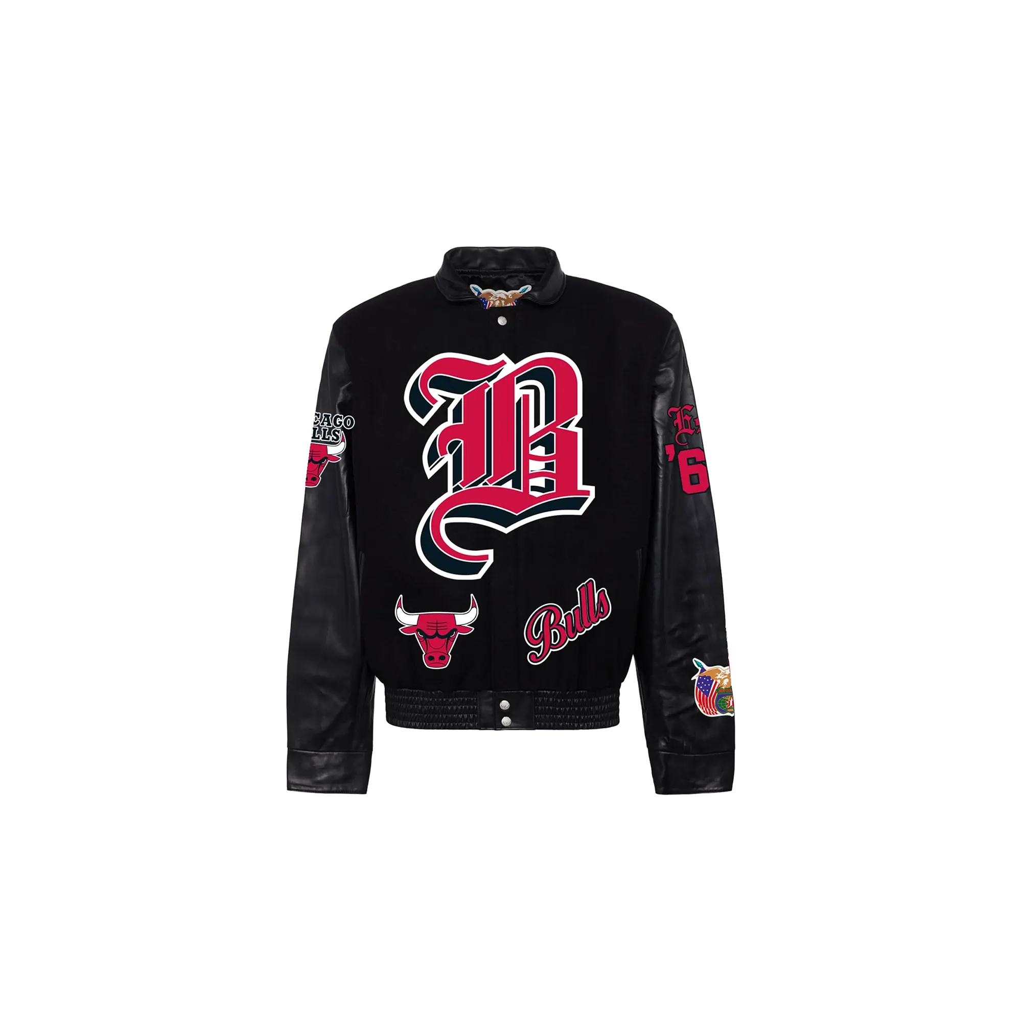 Chicago Bulls Wool & Leather Old English Varsity Jacket "Black" NBA CHI BUL 109