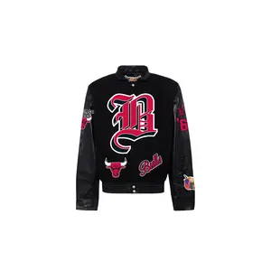 Chicago Bulls Wool & Leather Old English Varsity Jacket "Black" NBA CHI BUL 109