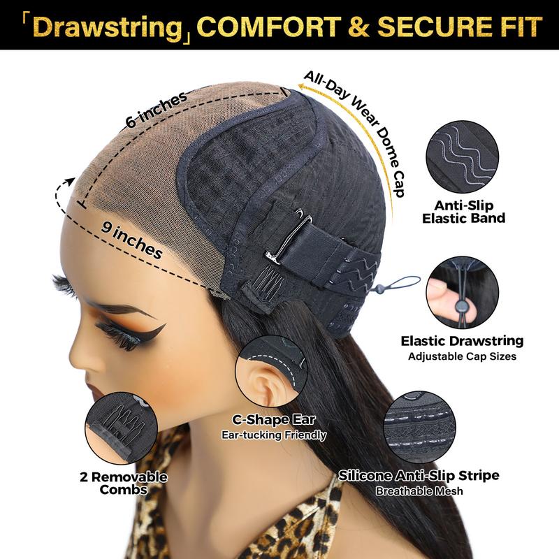 OQ Hair Full 220% Density Wear Go 9x6 Tpart Layered Cut Yaki Straight Bob Wig Reddish Brown Color Ear To Ear Deep Part Lace Glueless Wig Human Hair Pre Bleached Tiny Knots With Drawstring