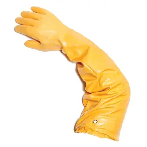 SHOWA Atlas 772 Nitrile Yellow Sleeve Glove Full-Arm Chemical Protection with Tactile Grip & Extended Sewn Sleeve