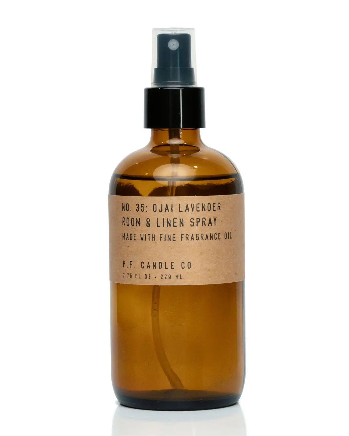 P. F. Candle Co. Ojai Lavender Room & Linen Spray, 7.75 fl oz Amber Bottle, Blend of Body-Safe Fine Fragrance Oils and Water, Citrus Notes, Ideal for Closets