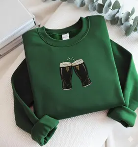 Embroidered Sláinte Guinness Sweatshirt: Irish Beer St. Patrick's Day Tee, St. Patrick's Day Crewneck Guinness Sweatshirt, Irish Sweatshirt