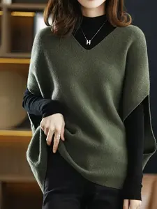Loose Knitted Vest Fashion New Style French Chic Sweater Shawl Top, Casual Loose Fit Pullover, Stylish Women's Outerwear