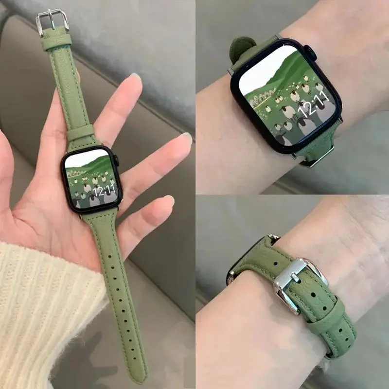 Fashionable Ultra-thin PU Leather Watch Band, 1 Count Replacement Watch Band Compatible with Apple Watch Series 9/8/7/6/5/4/SE Ultra, Smart Watch Accessories, Leather Watch Strap, Wearable, Smart Watch Straps, Smartwatch Accessories