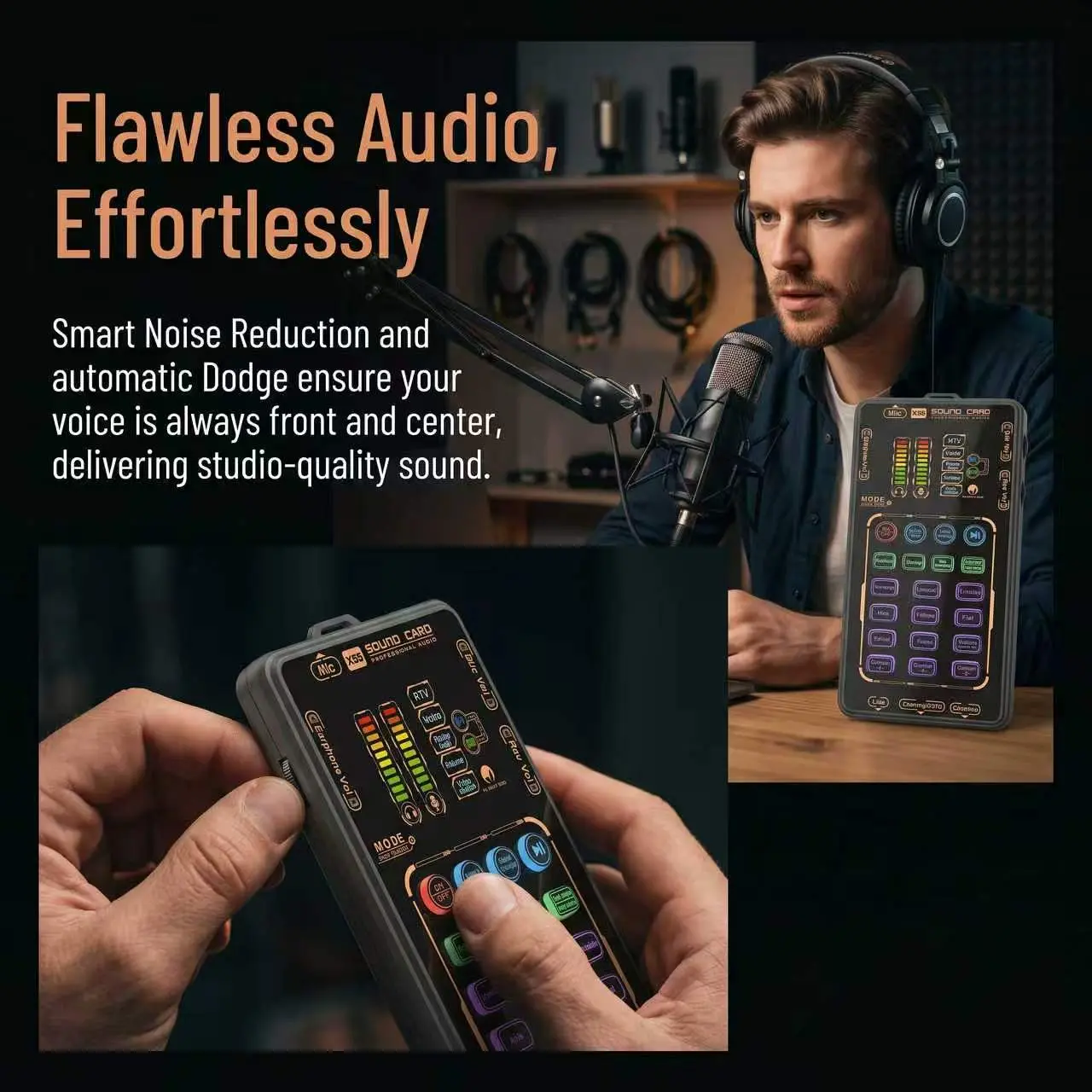 X55 Pro Compact Digital Sound Card Set, Portable Handheld Audio