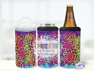 Ambitchous 4 in 1 Can Cooler 14 oz Tumbler Combination Stainless Steel Insulated with Lid and Straw for Hot or Cold Funny Ideal for Beach Outings Picnics or Daily Use
