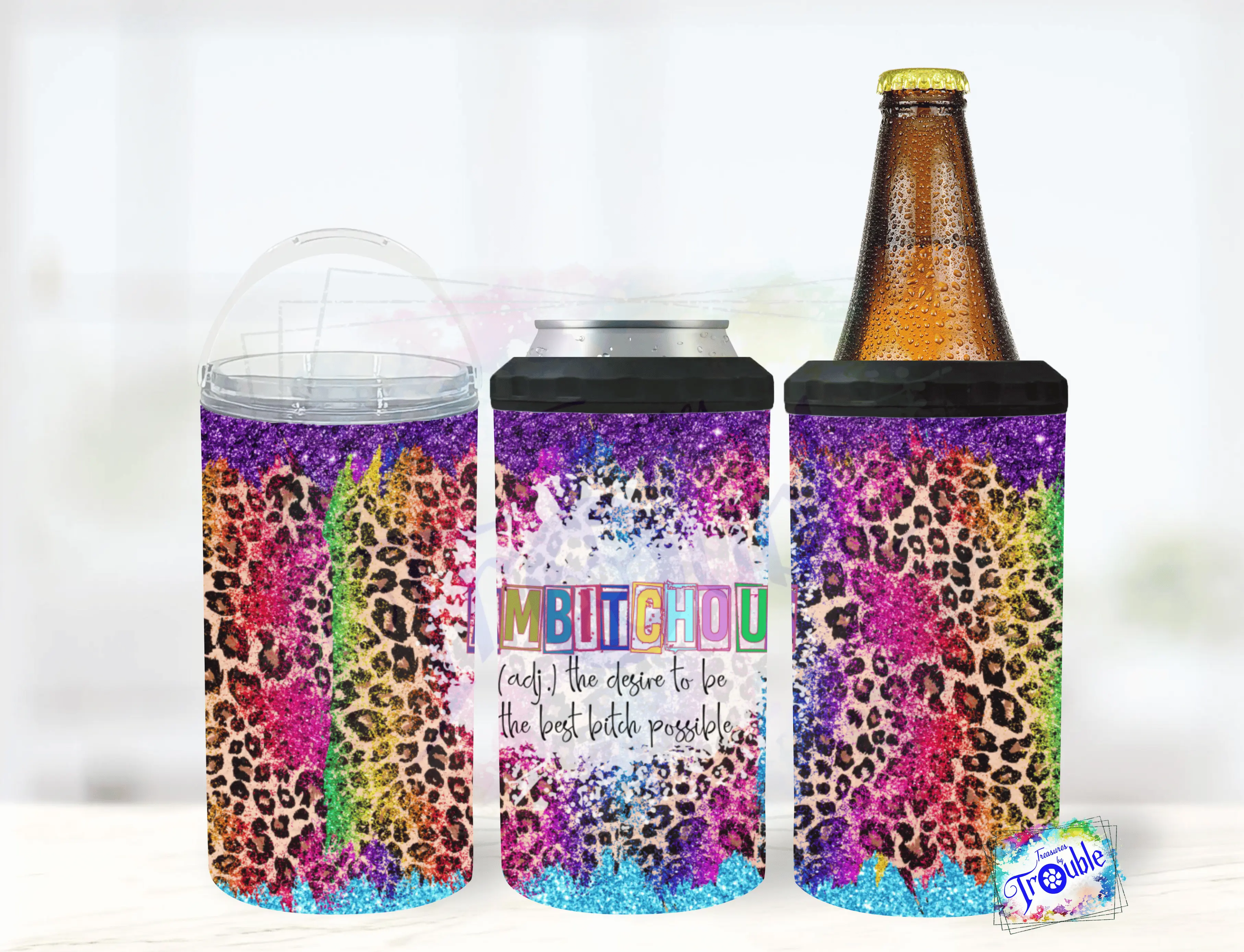 Ambitchous 4 in 1 Can Cooler 14 oz Tumbler Combination Stainless Steel Insulated with Lid and Straw for Hot or Cold Funny Ideal for Beach Outings Picnics or Daily Use