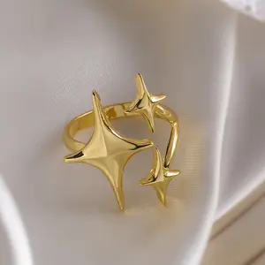 New European American Stainless Steel Ring Niche Teenage Design Featuring Star Like Minimalist Cool Personalized Temperament