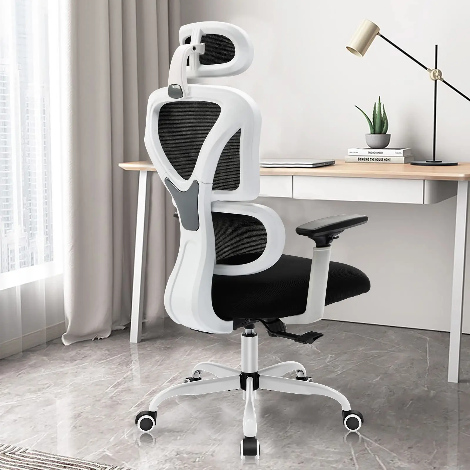 【Black Friday & Cyber Monday】Office Chair, Home Desk Chair, Comfy Breathable Mesh Task Chair, High Back Thick Cushion Computer Chair with Headrest and