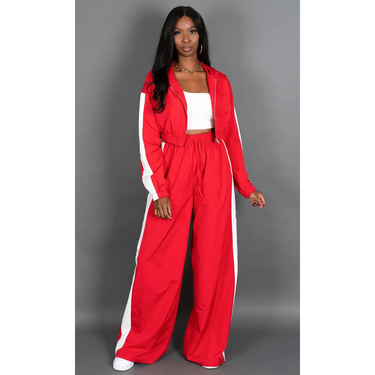 Chill Day Tracksuit - Red & White