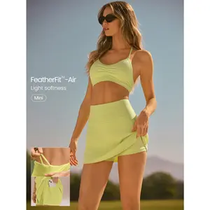GLOWMODE FeatherFit-Air Ace The Day Buttery-Soft Sweat-Wicking Adjustable Elastic Waist Built-In Shorts Side Pockets Anti-Slip Grips A-Line Mini Skirt Light Support Low Impact Tennis Golf Pickleball Daily Active Wear
