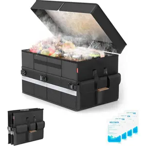 Cooler Bag – Soft Travel Cooler Holds 45 Cans, Stays Cold for 8H & Warm for 6H – Portable Car Trunk Organizer for Camping, Beach, Picnic