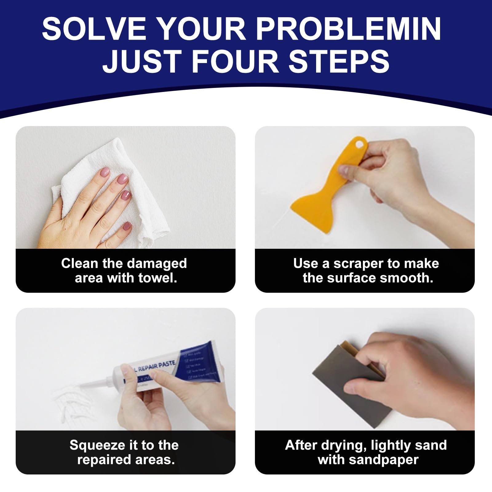 Wall Mending Agent 250g Drywall Patch Repair Kit | Quick-Drying Multi-Functional Paste Adhesive | Heavy Duty Waterproof Concrete Sealant Self-Adhesive Wall Mending Agent 250g Drywall Patch Repair Kit | Quick-Drying Multi-Functional Paste Adhesive | Heavy Duty Waterproof Concrete Sealant Self-Adhesive