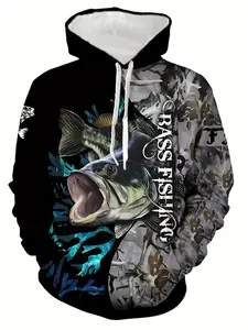 Men's 3D Fishing Pattern Hoodie - Soft, Breathable and Comfortable, Spring and Autumn Casual Pullover