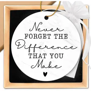 Thank You Gifts for Women Men - Appreciation Gifts for Teacher, Employee, Nurse, Friend, Coworkers, Boss, Nurse, Farewell - Never Forget The Difference That You Make - Ceramic Christmas Ornaments 2026