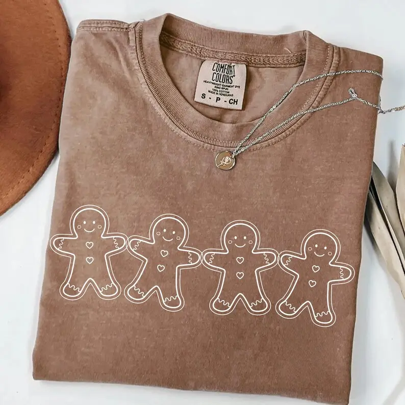 Comfort Colors Gingerbread Man T-Shirt, Christmas Cookie Tshirt, Gingerbread Shirt, Christmas Shirt, Retro Christmas, Christmas Tree