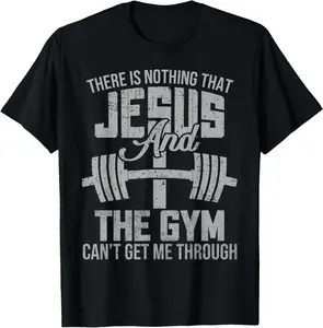 100% Cotton Nothing Jesus And The Gym Fitness Christian Workout Gym T-Shirt