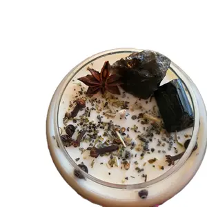 Protection Spell Candle- Obsidian & Herb Blend — Banishing • Warding • Energetic Shield Decoration Light Evil Hand