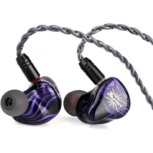 Ears Quartet 2DD+2BA Hybrid In-Ear , HiFi Earphones with Hand-crafted  Shell, Detachable OFC -plated IEM  for Audiophile Musician DJ Studio Gaming (, Quartet)