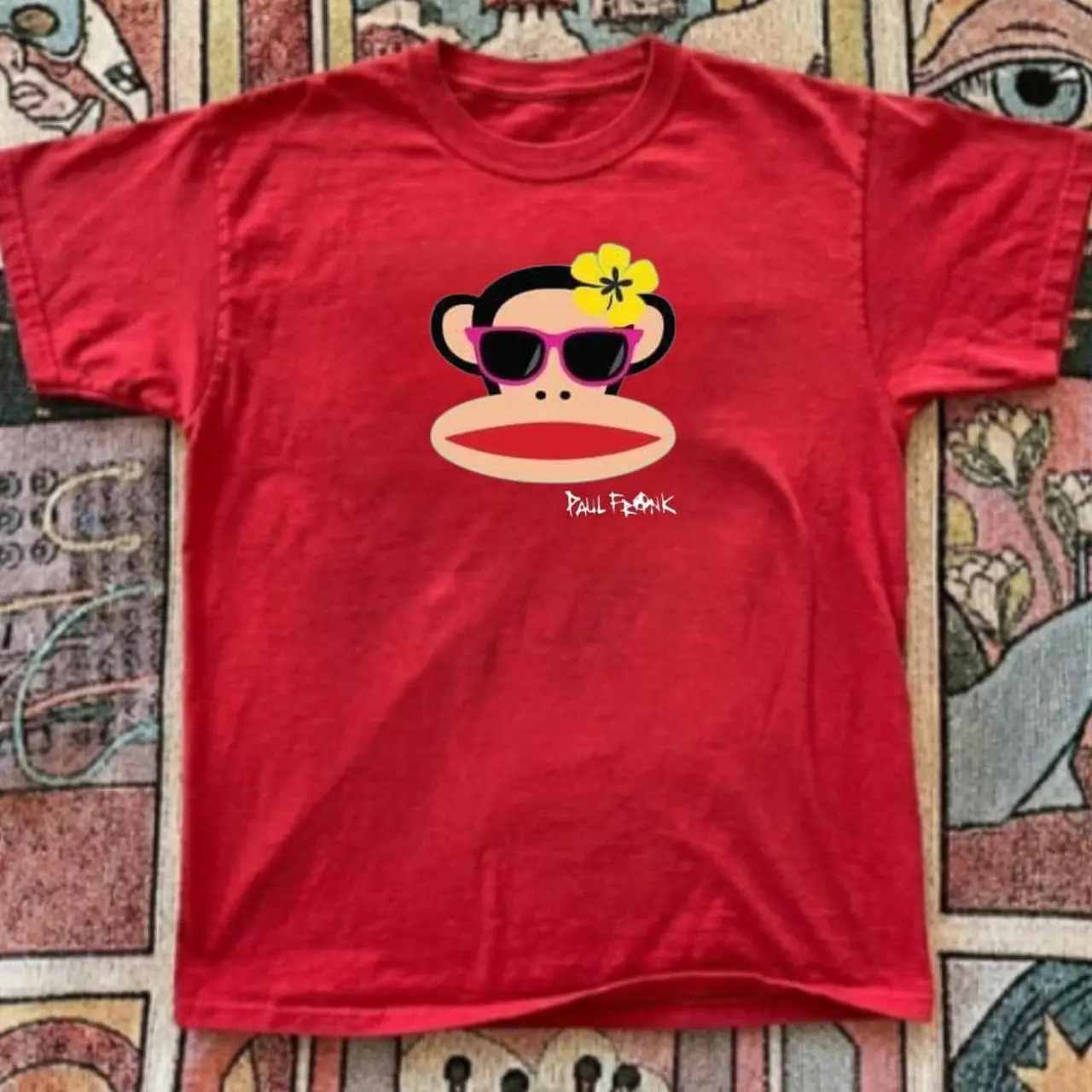 Gildan women’s red T-shirt, Red Paul Frank graphic tee