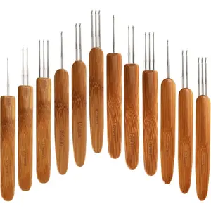 Set of 12 Dreadlock Crochet Hook, 4 Sizes (0.5mm, 0.75 mm, 1mm, 1.25mm) Dreadlock Needle Include 1 Hook, 2 Hooks, 3 Hooks, Locs Crochet Needle Steel Crochet Hook for Braid Craft