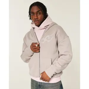 Hollister Feel Good Boxy Graphic Zip-Up Hoodie