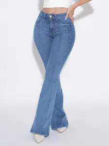Butt Lifting Flare Jeans for Women Stretchy Bootcut High Waist Curvy Jeans Trendy Bell Bottom Wide Leg Denim Pants