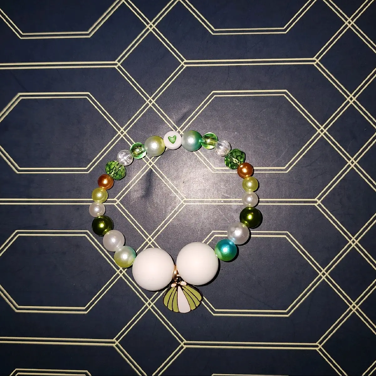 Green Sea Shell Stretchy Bracelet