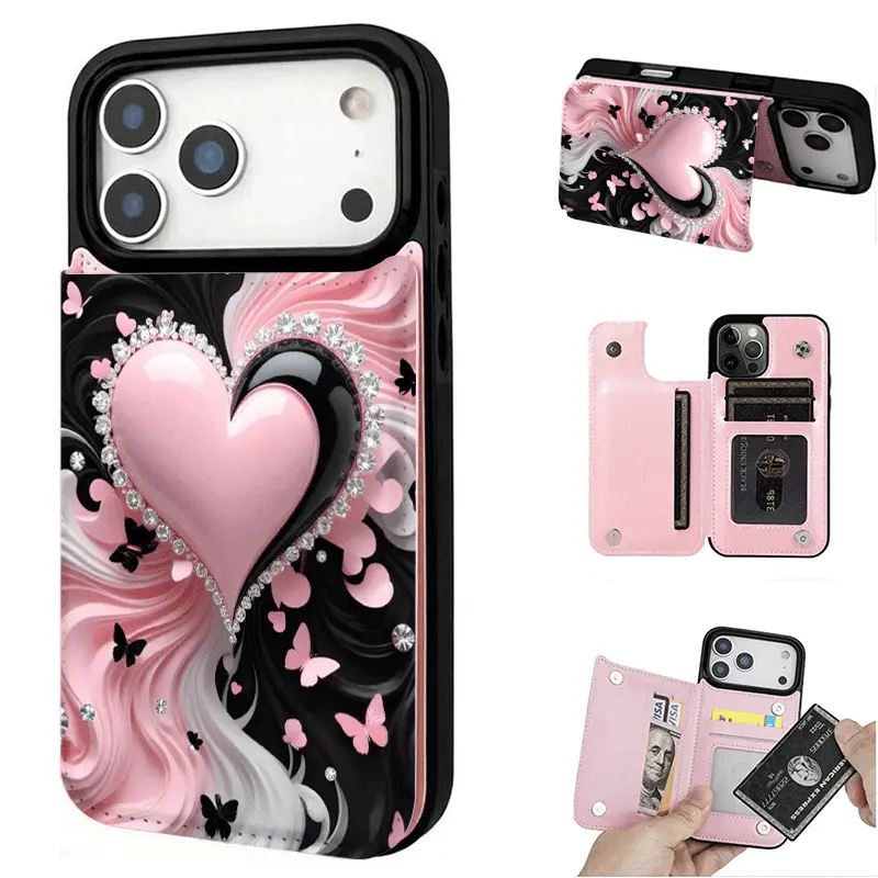 Glam Hyperrealism Women's Wallet Phone Case Accessories - TPU Waterproof Wallet Holder for iPhone, Samsung Galaxy Series, with Card Holder, Credit Card Slots, Magnetic Coin Pocket