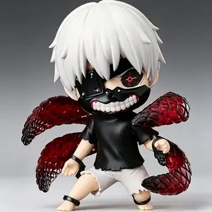 #2734 Kaneki Ken Q Version Figure, Tokyo Ghoul Anime Poseable Mini Figure with Interchangeable Faces, Boxed Collectible Model Toy, Great for Display, Collection and Gifting for Anime Fans