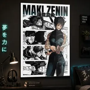 Jujutsu Kaisen Anime Poster - JJK Maki Zenin Anime Art Print Anime GiftsCanvas Poster Wall Decor, Room Decorations, Funky Home Decor,anime wall art,bedroom canvas poster