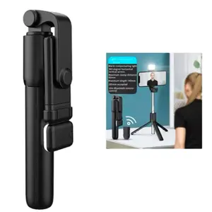 Wireless Bluetooth Selfie Stick with LED Fill Light, Foldable Design, Rechargeable for Mobile Photography on Any Device Cellphone phone Portable Selfie Stick with Fill Lights eucos tripod Storage Smartphone