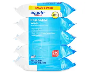 Equate Fresh Scent Flushable Wipes, 5 Resealable Packs (240 Total Wipes)